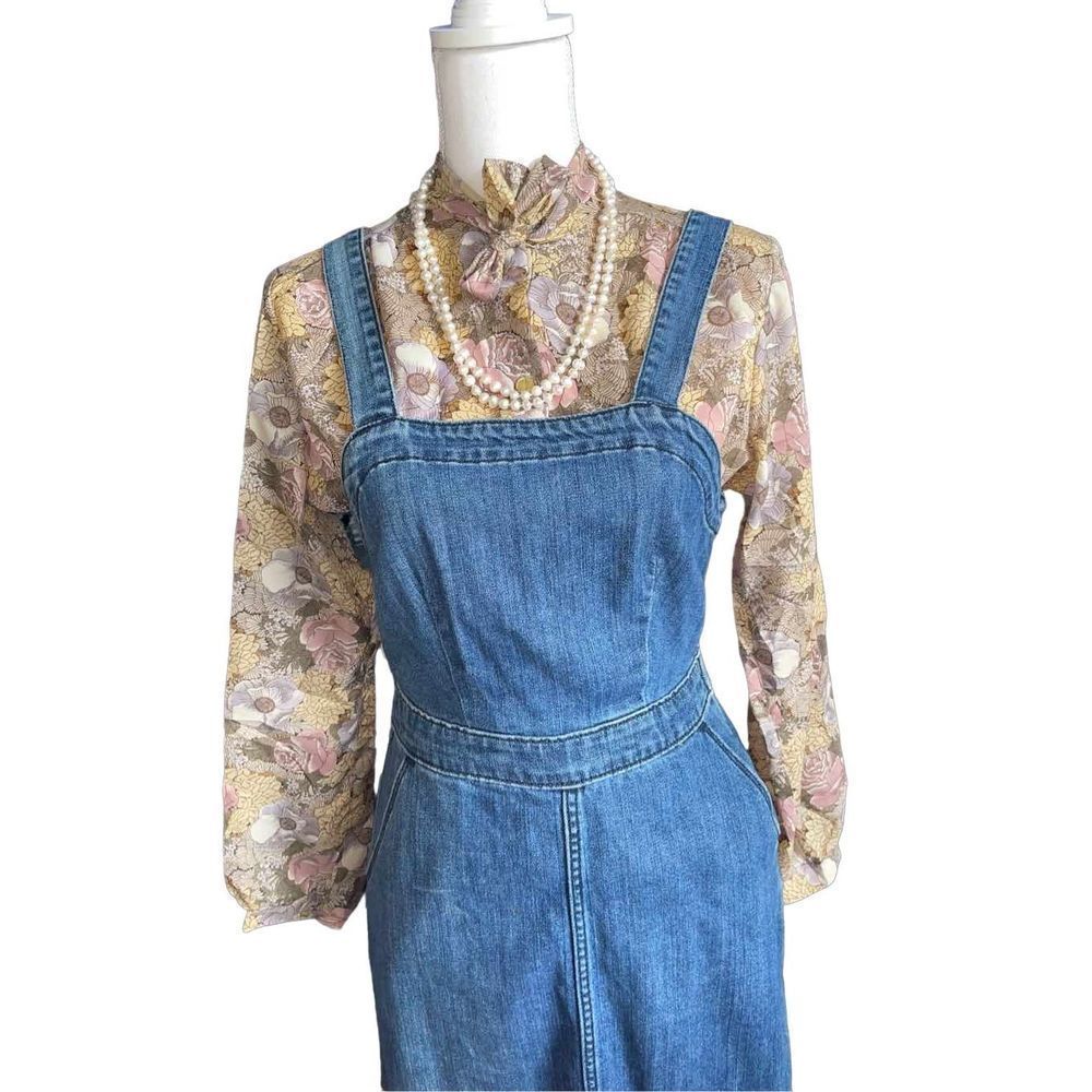 Vintage Rhonda Lee Pussy Bow Floral Shirt Petit Small